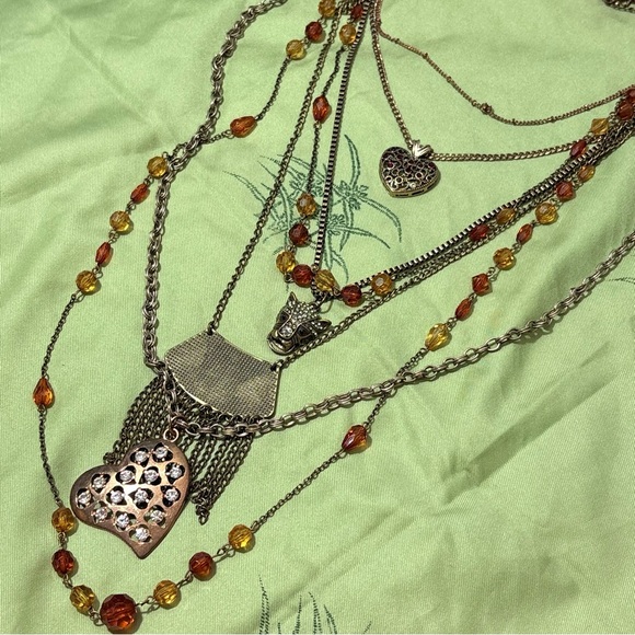 Bronze jewelry bundle jaguar heart boho mystical lot of necklaces - Picture 4 of 11